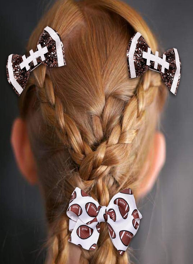 JDRGJTH 4PCS American Football Hair Clip,Cute Bowknot Hair Clips Accessories for Women Decoration,Sports-themed Football Hair Bows,Bowknot Hair Clips for Sports Party Hair Accessories - Image 4